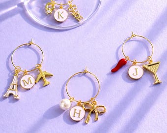 Custom Gold Wine Glass Charms, Bridal Shower Favors, Bridal Shower Gifts, Girls Trip Gifts, Bachelorette Party Favors, Bachelorette Gifts