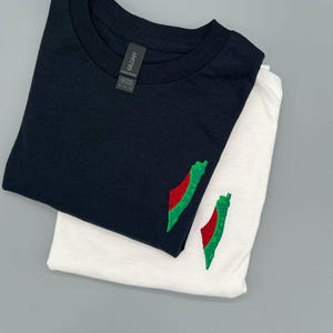 Besticktes T-Shirt, Wassermelone, Palästina, Palestine, Landkarte, embroidered, 100% Baumwolle, kurzarm, Stick