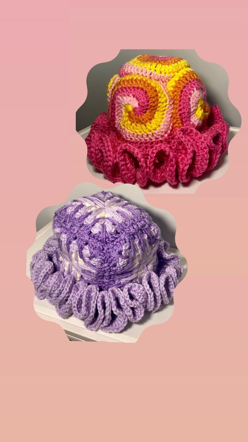 16 Ruffle Bucket Hat Crochet Patterns for Summer, Cottagecore, and Everyday Wear 16 Crochet Spiral or Spiked Squares Bucket Hat with Ruffles