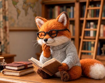 Handmade Needle-Felted Reading Figurine, Book Lover Gift, Desk Decor, Reading Companion