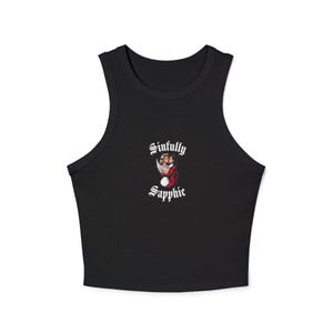 Sinfully Sapphic Women's Micro Rib Racer Tank Top, Lesbian Pride Gay Sleeveless Shirt, Sapphic LGBTQ Apparel, WLW clothing