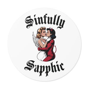 Sinfully Sapphic Sticker, LGBTQ Vinyl Decal, Gay Pride Laptop Sticker, Lesbian Sticker, Queer Sticker, WLW Sticker