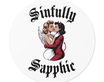 Sinfully Sapphic Sticker, LGBTQ Vinyl Decal, Gay Pride Laptop Sticker, Lesbian Sticker, Queer Sticker, WLW Sticker