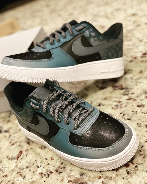 Custom Nike Air Force 1s Blue gray Cheetah Print Gradient Size 7.5 Etsy Canada