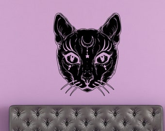Wiccan Black Cat -  Gothic Vinyl Wall Decal