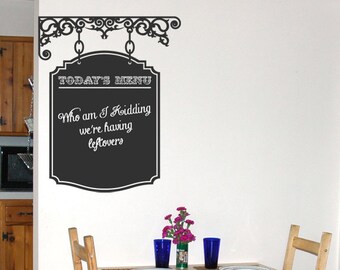 Vintage Style Menu Chalkboard Vinyl Wall Decal.