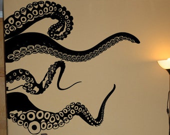 Large Kraken Octopus Tentacles Vinyl Wall Decal-Choose Any Color-Nautical Decor-Living Room-Nursery-Bedroom Art