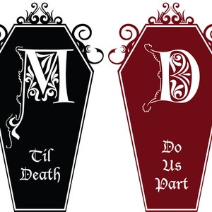 Large Til Death Do Us Part-Coffin Decal Set-Custom Monogram/Color/FInish image 3