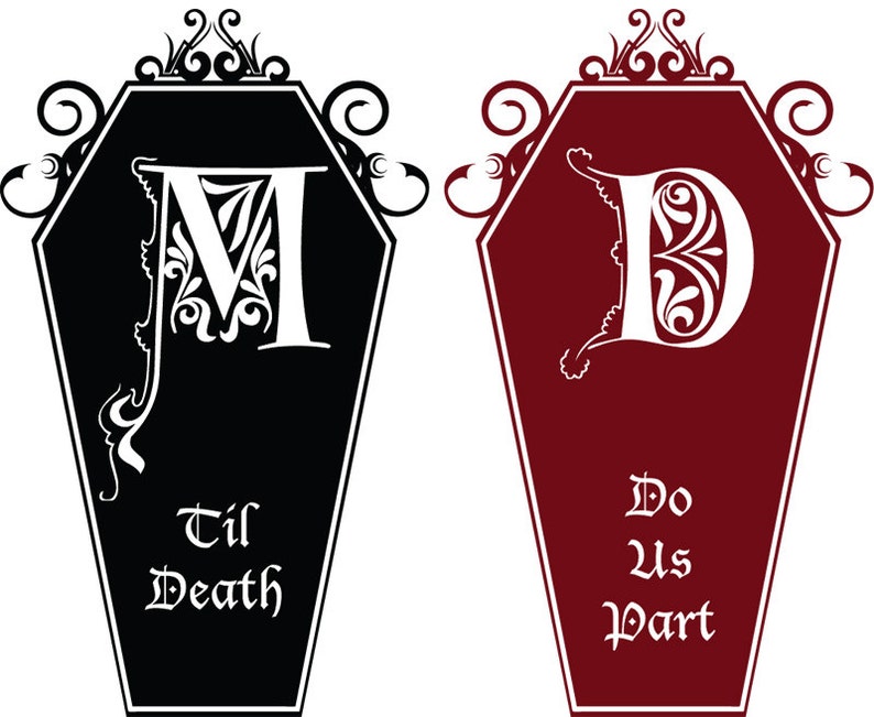 Large Til Death Do Us Part-Coffin Decal Set-Custom Monogram/Color/FInish image 3