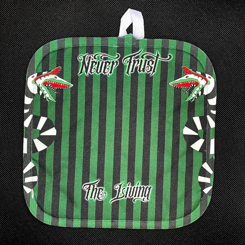 Never Trust The Living Beetlejuice hot pad gothic pot holder image 1