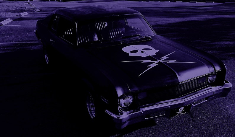 Large 3' X 3' Death Proof Skull and Bolts Wall / Car Decal image 3