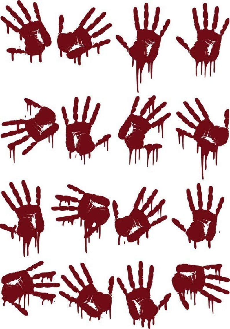 Bloody Hand Prints Creepy Vinyl Wall Art Pack imagen 2