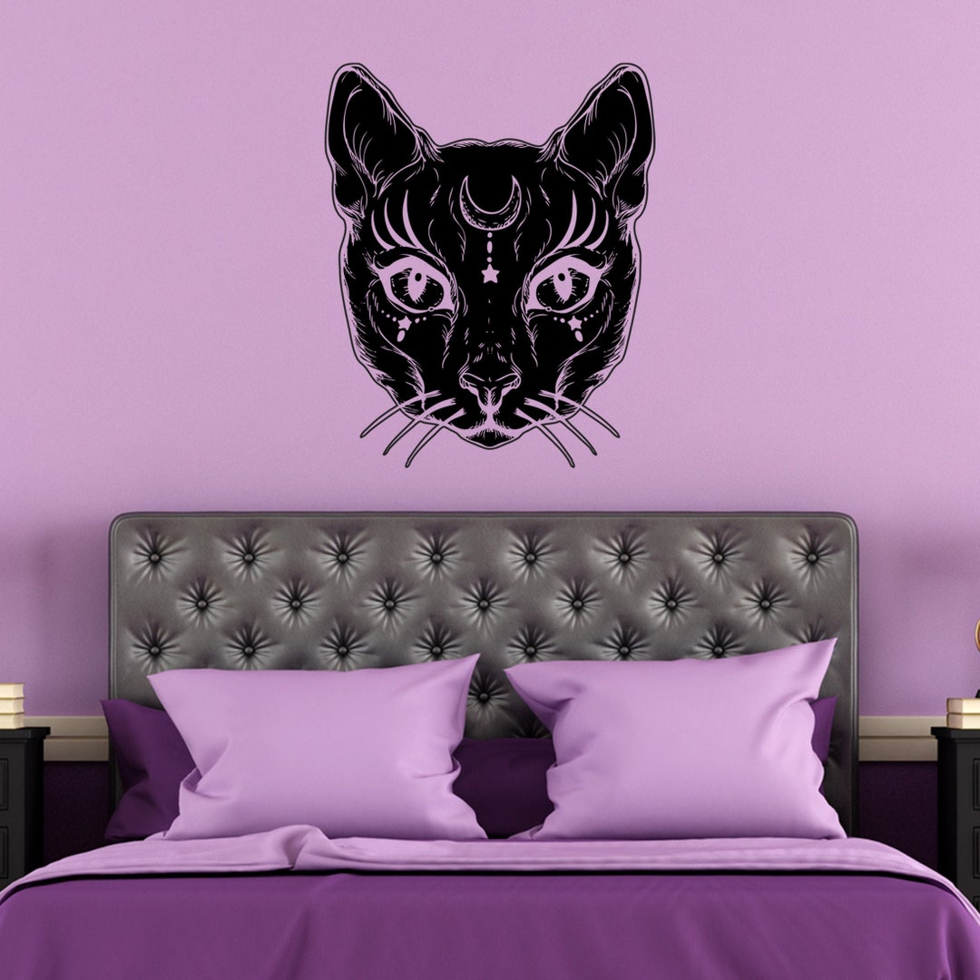 Wiccan Black Cat - Gothic Vinyl Wall Decal - Etsy