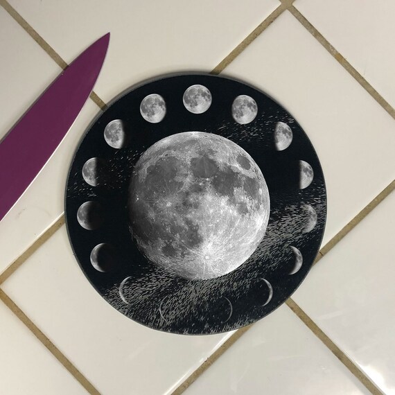 Luna Llena Tabla de Corte de Vidrio de Fases Lunares | Etsy México