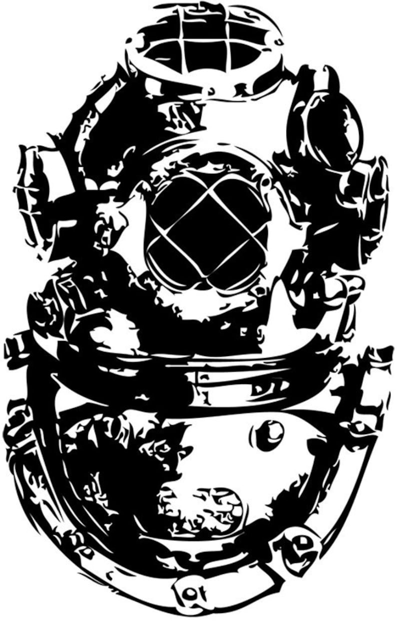 Vintage Diving Helmet Vinyl Wall Decal-Choose Any Color image 3