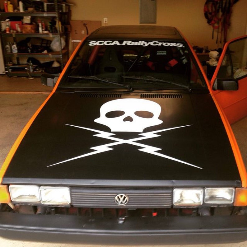 Large 3' X 3' Death Proof Skull and Bolts Wall / Car Decal image 2