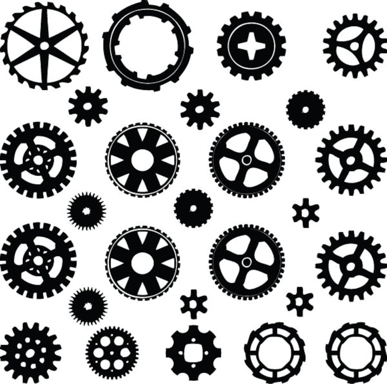 SteamPunk Gears & Cogs Vinyl Wall Decal Pack Your Choice of colors image 3