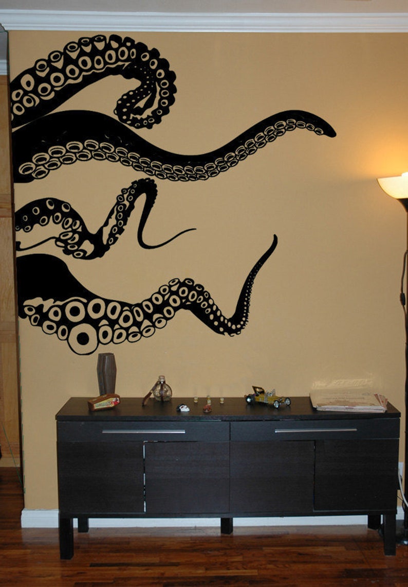 Large Kraken Octopus Tentacles Vinyl Wall Decal-Choose Any Color-Nautical Decor-Living Room-Nursery-Bedroom Art image 1