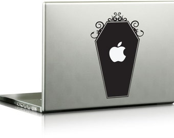 Tribal Coffin w/ Apple Cutout Laptop / Car Vinyl Decal