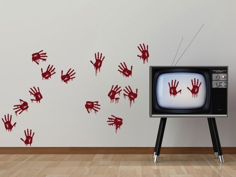 Bloody Hand Prints Creepy Vinyl Wall Art Pack image 1