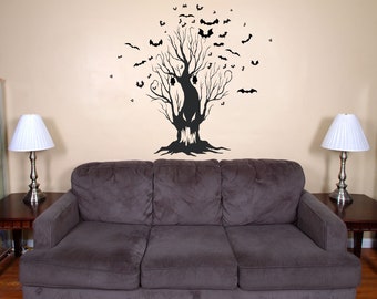 Scary Tree with Bats Gothic Wall Decal