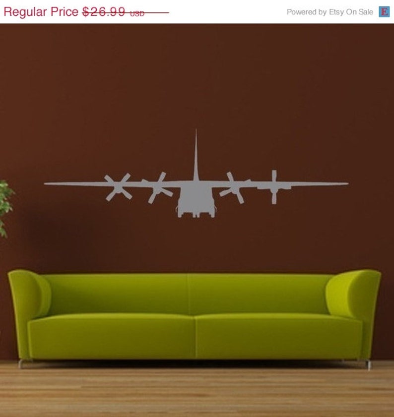 C130 Airplane/large Vinyl Wall Art Graphicchoose Any Color Etsy