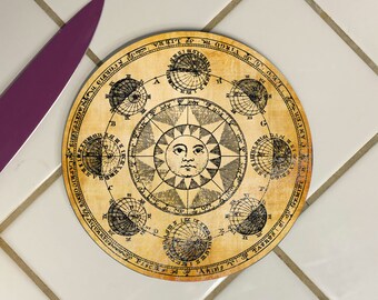 Vintage Astrological Chart Glass Cutting Board