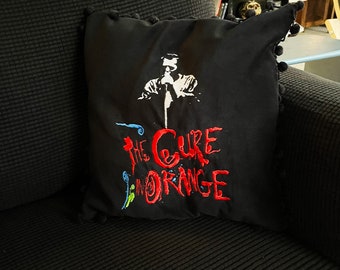 The Cure in Orange Hand Made Embrodered Throw Pillow