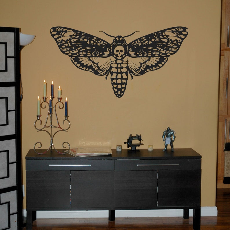 Deathhead Moth Wall Decal Your Choice of Color image 1
