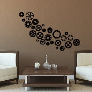 SteamPunk Gears & Cogs Vinyl Wall Decal Pack Your Choice of colors image 2