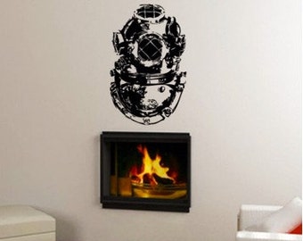 Vintage Diving Helmet Vinyl Wall Decal-Choose Any Color