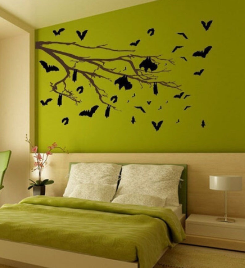 The Bat's Tree Vinyl Wall Art-Choose any color image 1
