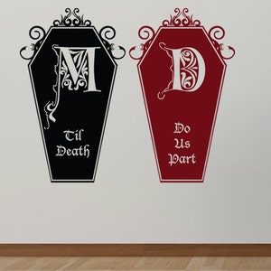 Large Til Death Do Us Part-Coffin Decal Set-Custom Monogram/Color/FInish image 1