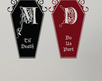 Large Til Death Do Us Part-Coffin Decal Set-Custom Monogram/Color/FInish
