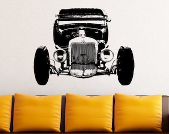 Old School Ford Bucket RatRod  Car/Vinyl Wall Art-CHOOSE ANY COLOR