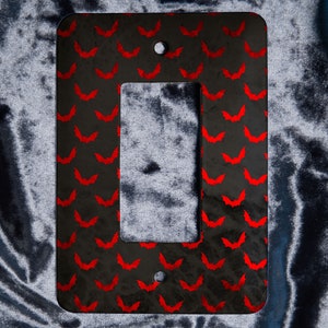 Vampire Bats Gothic Single or Double Rocker Style Light Switch plates- Custom Printed Metal covers