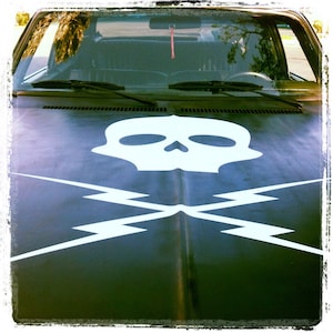 Large 3' X 3' Death Proof Skull and Bolts Wall / Car Decal image 1