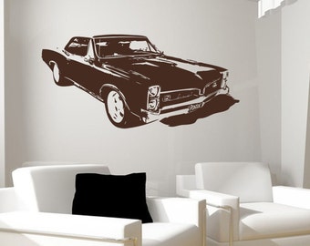 Old School Pontiac GTO Muscle Car Vinyl Wall Graphic-CHOOSE Any Color