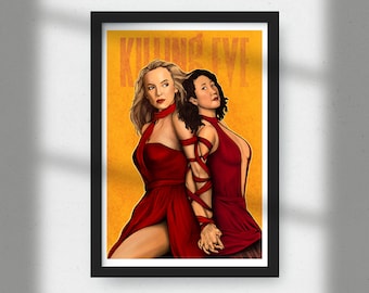 Killing Eve Original Artwork Poster A4 Sandra Oh Jodie Comer