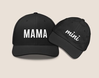 Embroidered matching mama mini hat Mom son matching hat Mom daughter Mini me hat  Mom and kid Mothers Day Gift for mom birthday Mommy and me