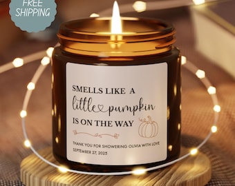 Little pumpkin baby shower favors for guests in bulk 4oz candle Fall baby shower boy Fall baby shower girl Autumn Baby shower pumpkin favor