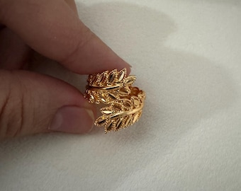 Gold-Plated Ring - Middle Eastern Floral Design, Statement Jewelry, Dubai