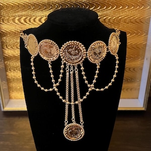 Luxuriöse 22k vergoldete Halskette, orientalischer Schmuck, Goldkette, Dubai Schmuck, Arabisch, vergoldet, arabischer Schmuck, Lira Halskette