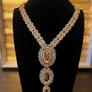 Atemberaubende 22k vergoldete Halskette, orientalischer Schmuck, Goldkette, Dubai Schmuck, Arabisch, vergoldet, arabischer Schmuck, Rosenkette