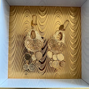 22k Gold-Plated Dangle Earrings: Middle Eastern Dubai Jewelry