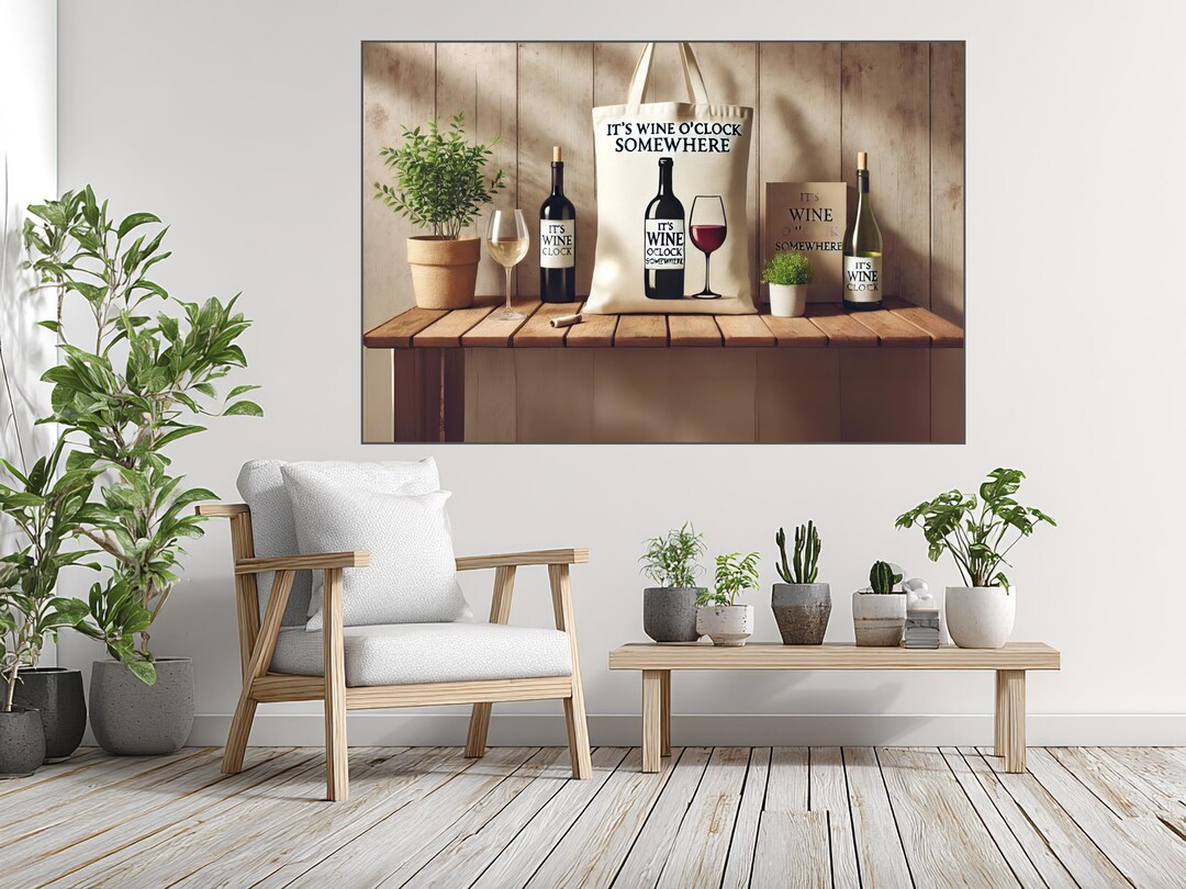 Wine Bottle Wall Art Printable Rustic Kitchen and Bar Decor Realistic ...