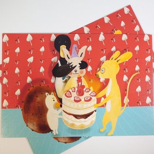 Fox Fifi's Friends Geburtstagskarte mit Aufkleber - Niedliches Tier-Design für Kinder & Erwachsene, lustige Grußkarte zum Geburtstag