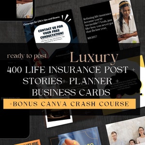 400 Lebensversicherung Instagram Templates: 220 Posts, 100 Stories, 80 Reels, 48 Business Planner Pages & 2 Business Cards. Komplettes Marketing