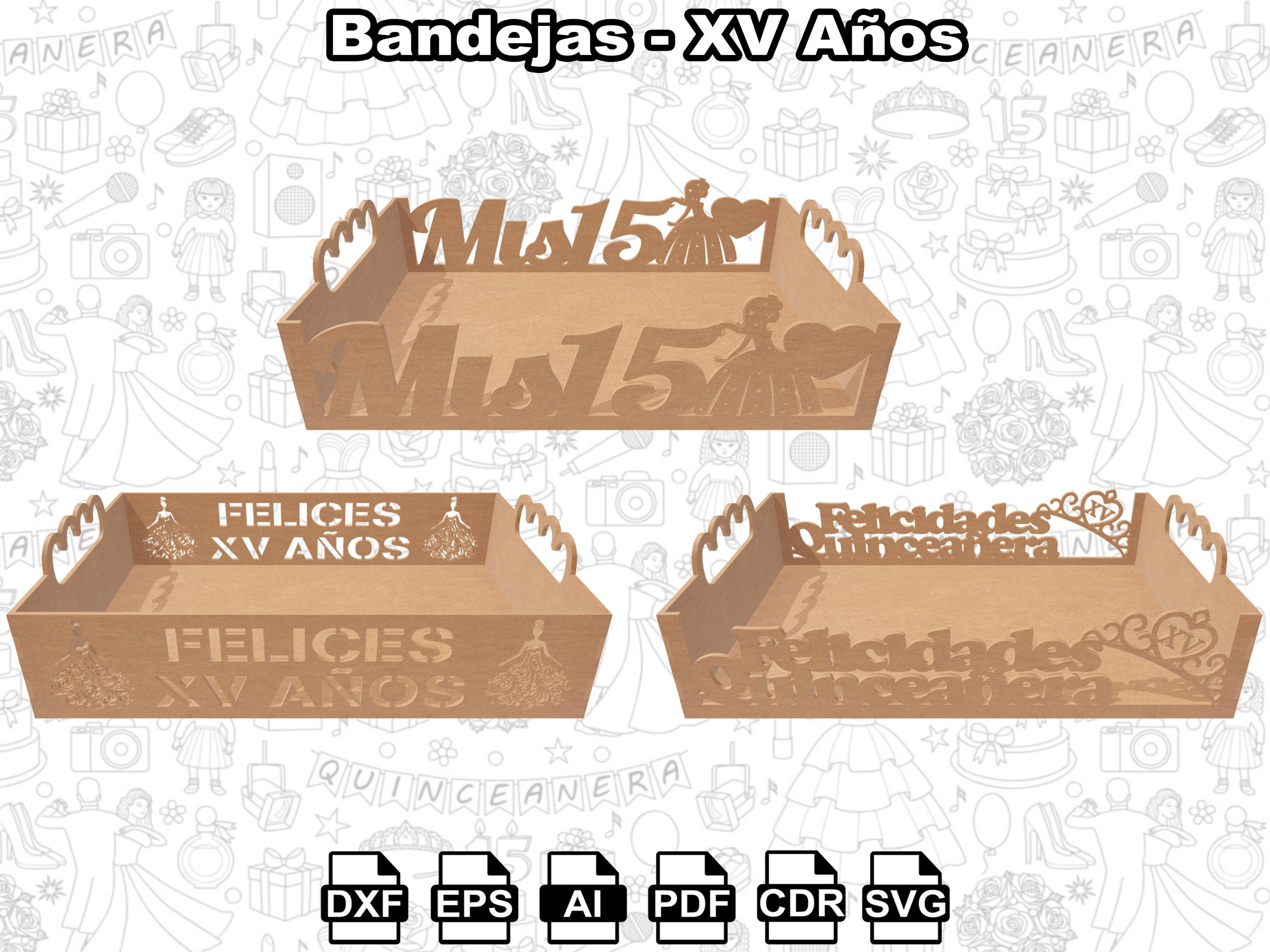 10 bandejas de madera para quinceañera, recuerdos de 15 años