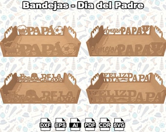 Bandejas Dia del padre pack 1, bandejas personalizadas, feliz dia papa svg, father day laser cut file, father day gift, regalo para papa